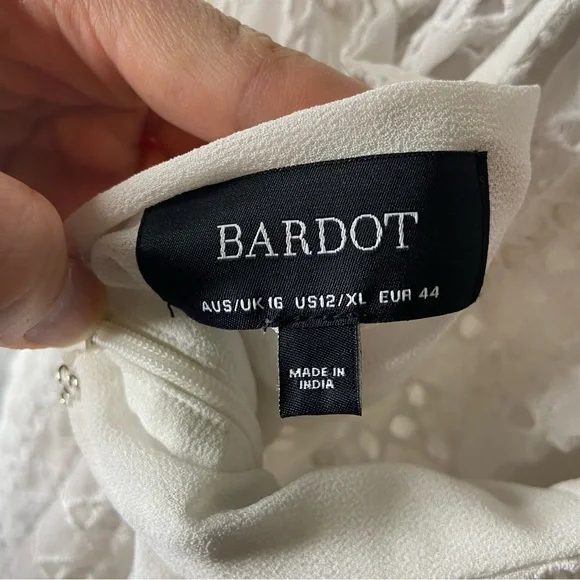 Bardot Nadia Tie Back Mini Eyelet Dress in ivory white size 12 - Picture 15 of 15